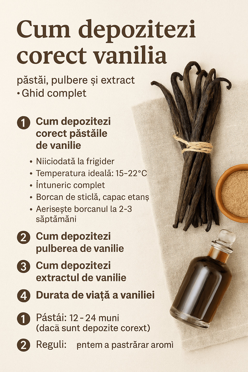 Cum depozitezi corect vanilia – păstăi, pulbere și extract. Ghid complet pentru păstrarea aromei - Vanilla Europe s.r.l