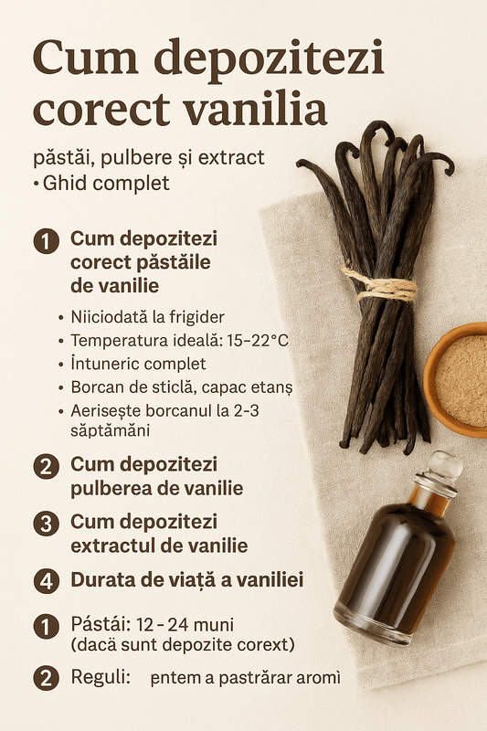 Cum depozitezi corect vanilia – păstăi, pulbere și extract. Ghid complet pentru păstrarea aromei - Vanilla Europe s.r.l
