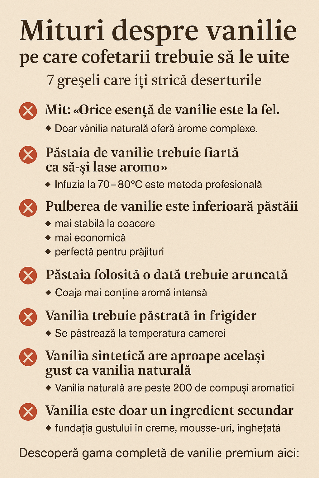 Mituri despre vanilie pe care cofetarii trebuie să le uite – 7 greșeli care îți strică deserturile - Vanilla Europe s.r.l