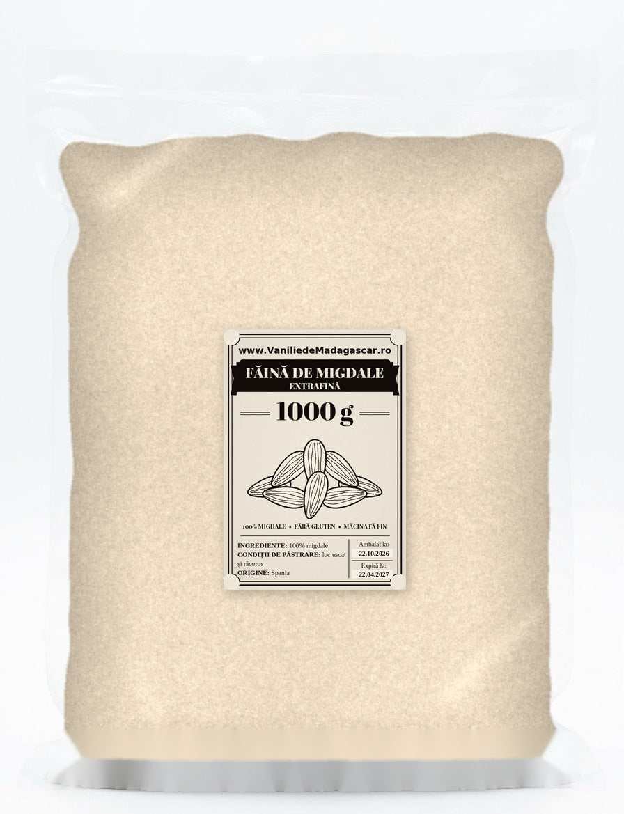 Făină de migdale extrafină, pungă vidată de 1 kg, origine Spania – Vanilie de Madagascar
