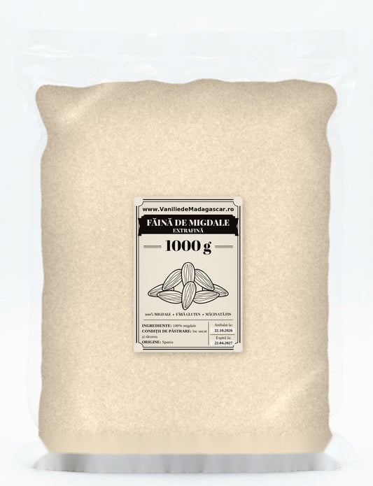Făină de migdale extrafină, pungă vidată de 1 kg, origine Spania – Vanilie de Madagascar