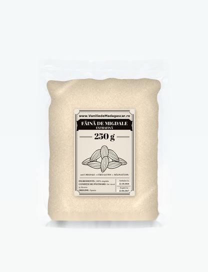 Făină de migdale extrafină, pungă vidată de 250 g – Vanilie de Madagascar