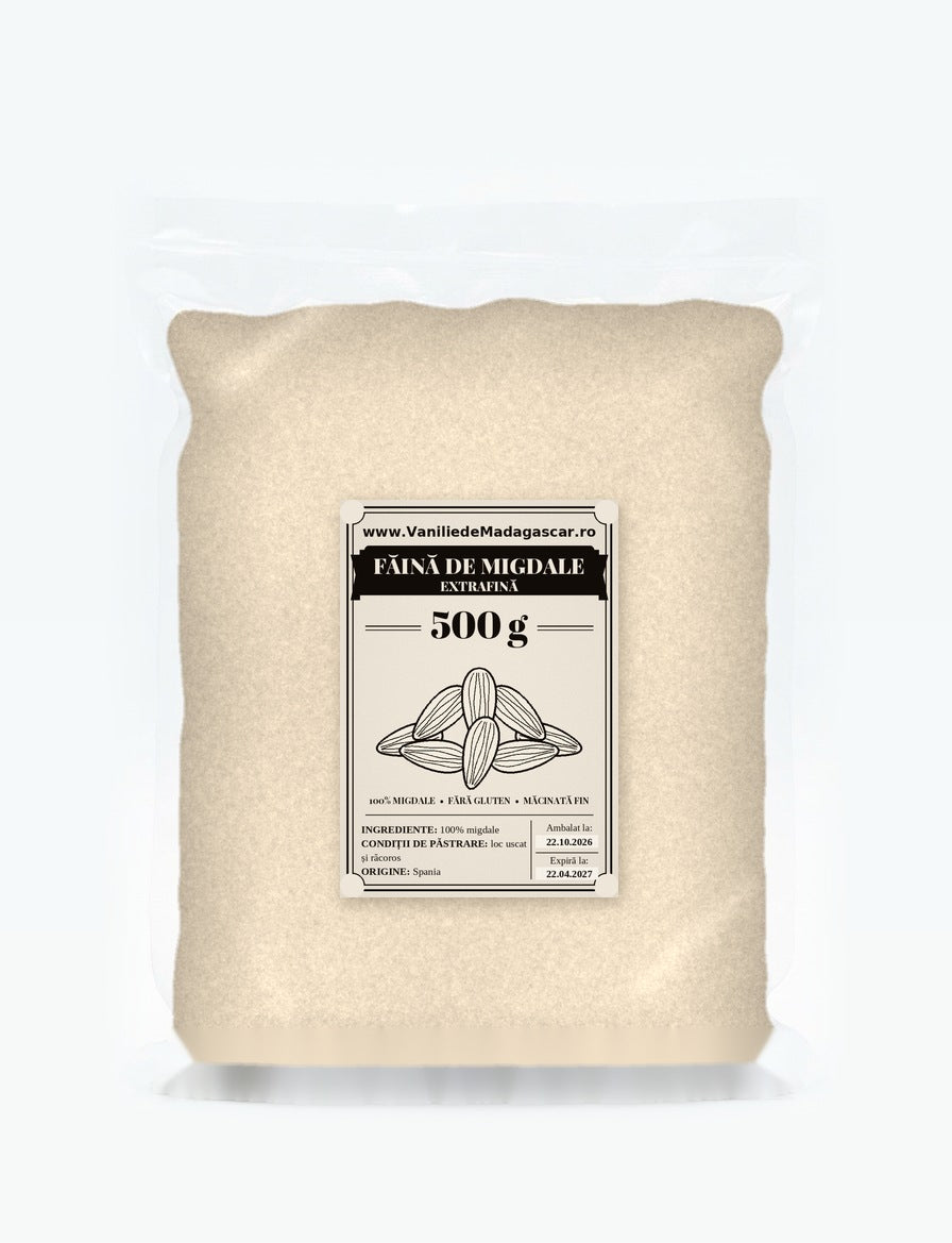 Făină de migdale extrafină, pungă vidată de 500 g – Vanilie de Madagascar